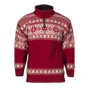 Norwegian wool sweater for women and men - red and white