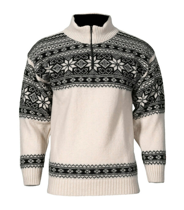 Norwegian wool sweater for women and men - white and black